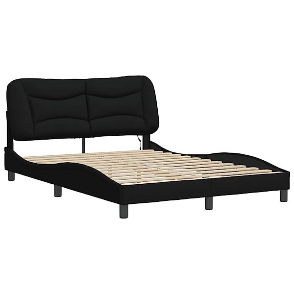 vidaXL Bettgestell mit LED ohne Matratze Hvar Schwarz 140x190 cm Stoff 3213 günstig online kaufen