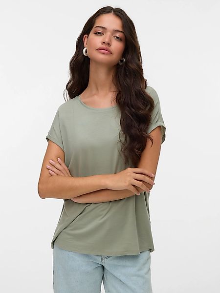 Vero Moda Rundhalsshirt "VMAVA PLAIN SS TOP GAJRS NOOS" Materialmix, regula günstig online kaufen