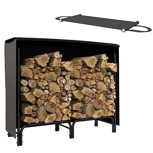 Outsunny Kaminholzregal Brennholzregal mit Tragetasche, Abdeckung, günstig online kaufen
