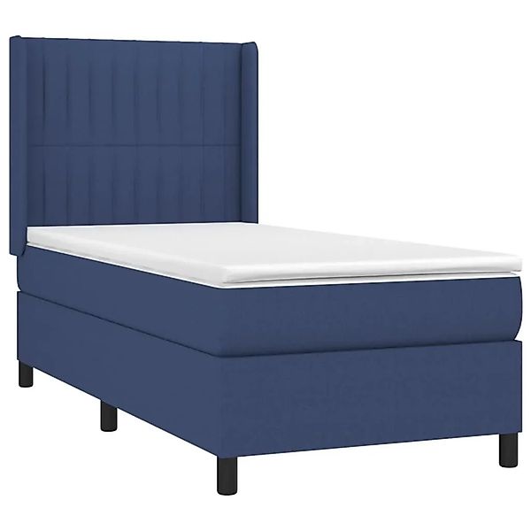 vidaXL Boxspringbett mit Matratze & LED Blau 90x190 cm Stoff 3138443 günstig online kaufen