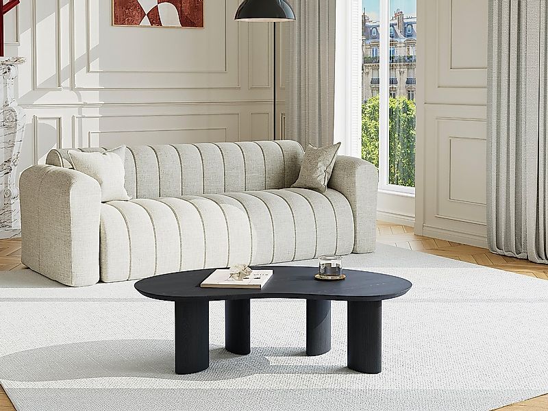 Couchtisch mit Eschenfurnier - Schwarz - CALYNOR günstig online kaufen