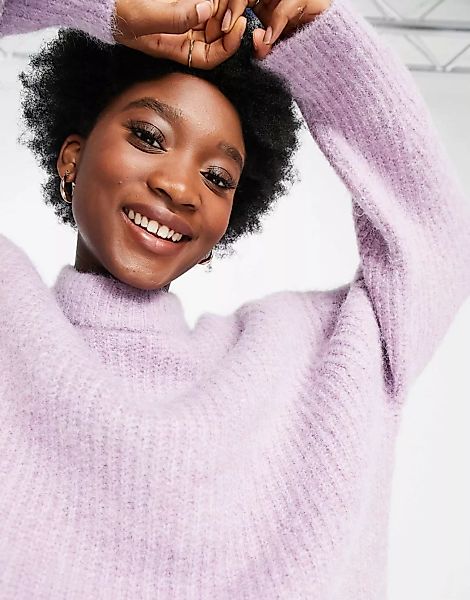 ASOS DESIGN – Gerippter Oversize-Pullover aus hochwertigem Garn in Flieder- günstig online kaufen