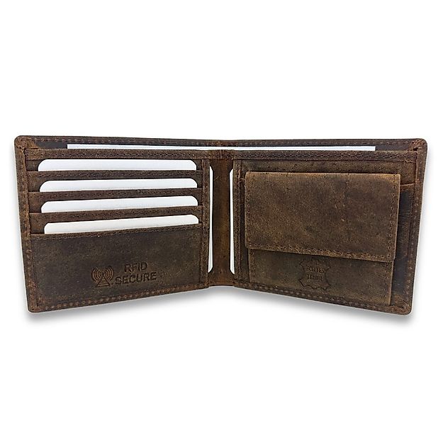 Fomax Geldbörse aus braunem Wildleder mit RFID Schutz, Portemonnaie 100% Ec günstig online kaufen