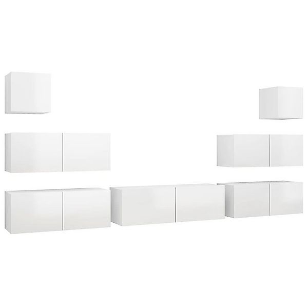 furnicato TV-Schrank 7-tlg. TV-Schrank-Set Hochglanz-Weiß Holzwerkstoff (1- günstig online kaufen