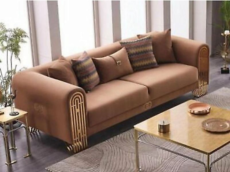 JVmoebel 3-Sitzer Moderner Edelstahl 3 sitzer Luxus Polstersofas Textilmöbe günstig online kaufen