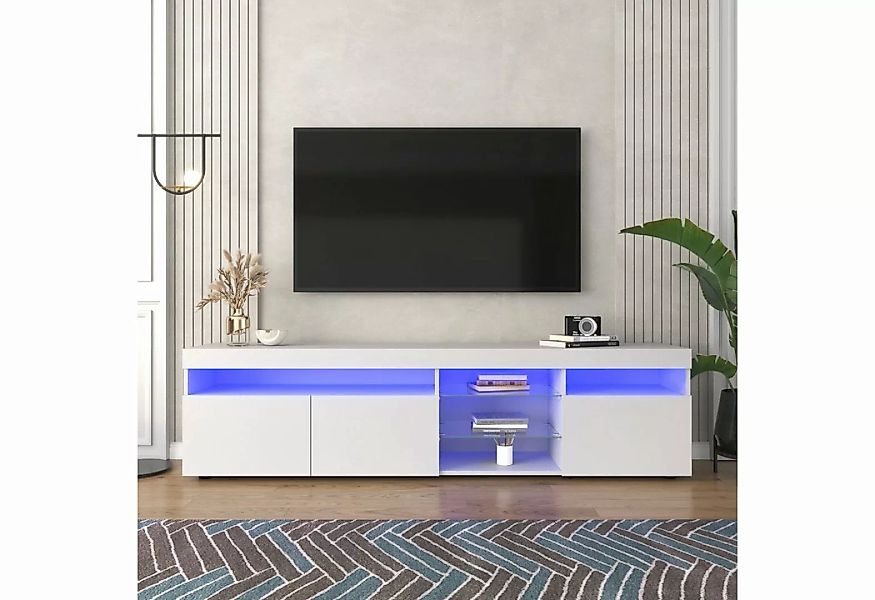 Odikalo TV-Schrank Sideboard Lowboard Lagerschrank Hell Panel 16 -LED Weiß/ günstig online kaufen