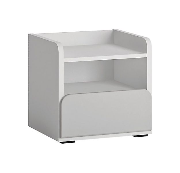 Lomadox Nachttisch FLINT-129, Nachtschrank, Nachtkommode, weiß, grau, 42x41 günstig online kaufen