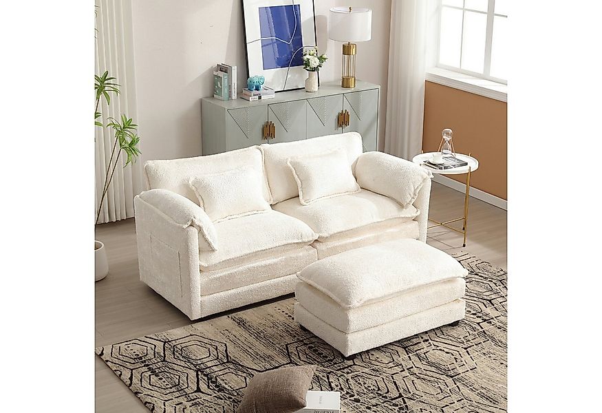 REDOM Sofa Küchensofa, 2-Sitzer-Loungesofa mit Chenille-Stoff & Fußstütze, günstig online kaufen