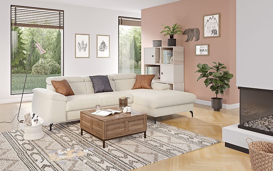 COTTA Ecksofa "Kitty L-Form, B: 242 cm" mit Kopfteilverstellung, optional B günstig online kaufen