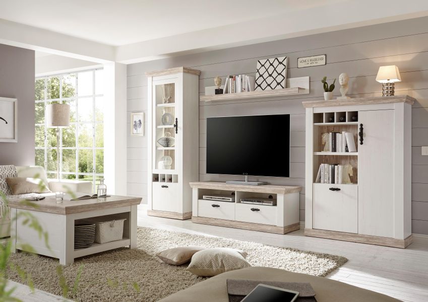 Home affaire Wohnwand "Florenz 6" Set, 4 Stk. tlg. im romatischen Landhausl günstig online kaufen