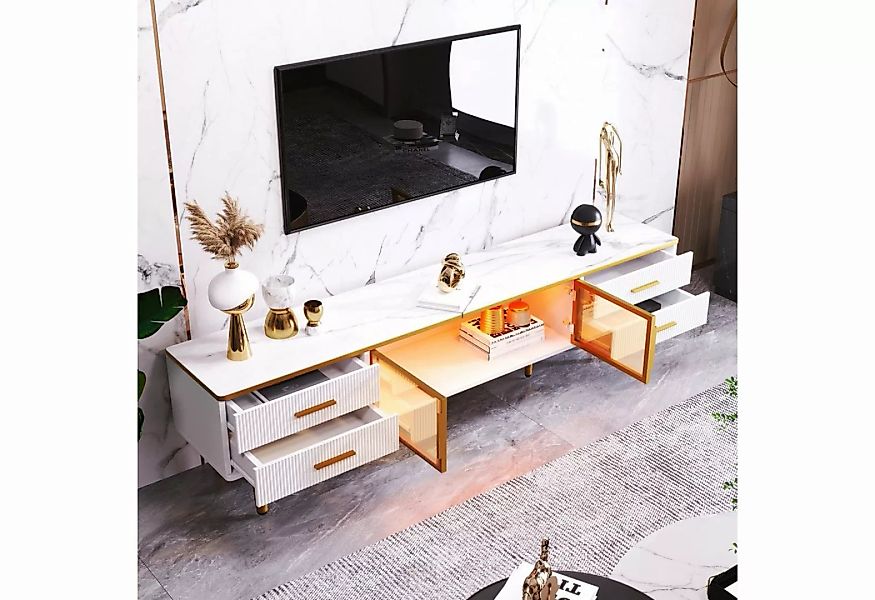 OKWISH TV-Schrank TV Schrank in Mamoroptik,Modernes TV-Lowboard für Wohnzim günstig online kaufen