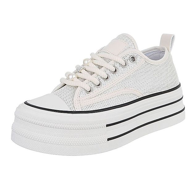 Ital-Design Stylische Plattform-Sneaker mit Perlen-Details für Damen Sneake günstig online kaufen