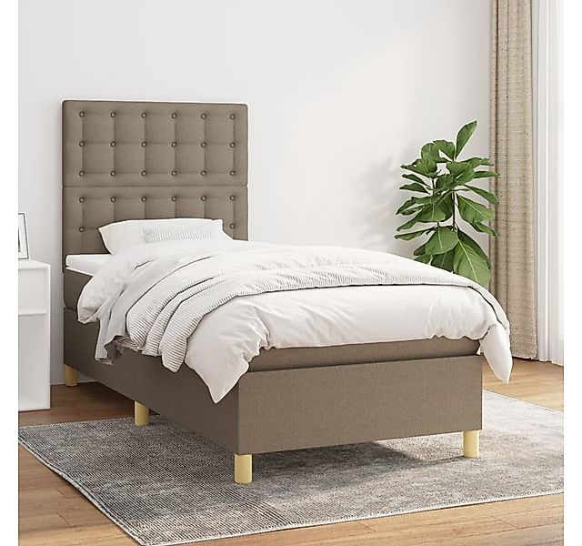 vidaXL Boxspringbett Boxspringbett mit Matratze Taupe 90x200 cm Stoff Bett günstig online kaufen