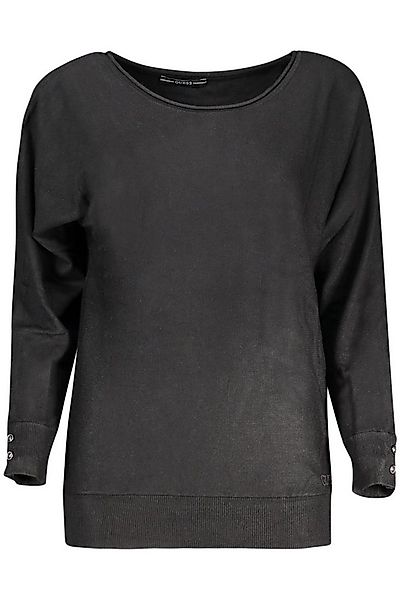 GUESS JEANS Strickpullover Damen Pullover Schwarz - Langarmshirt mit Sticke günstig online kaufen
