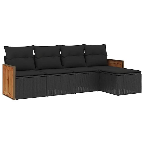 vidaXL 5-tlg Garten-Sofagarnitur mit Kissen Schwarz Poly Rattan Modell 81 günstig online kaufen