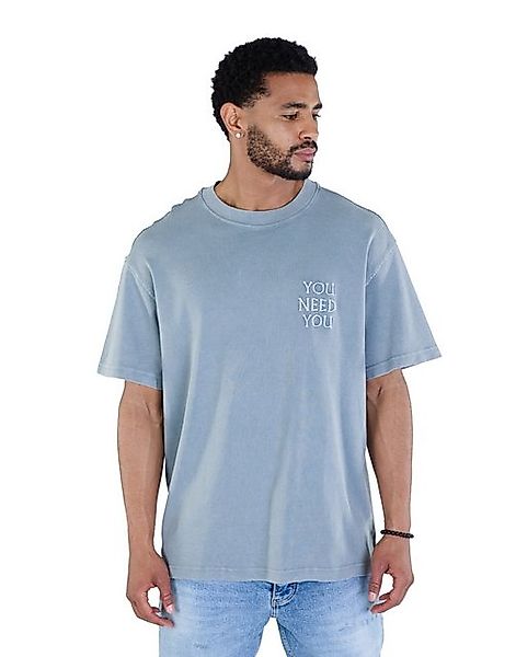Denim Distriqt T-Shirt Herren Oversized T-Shirt im Batik-Look Grau M günstig online kaufen