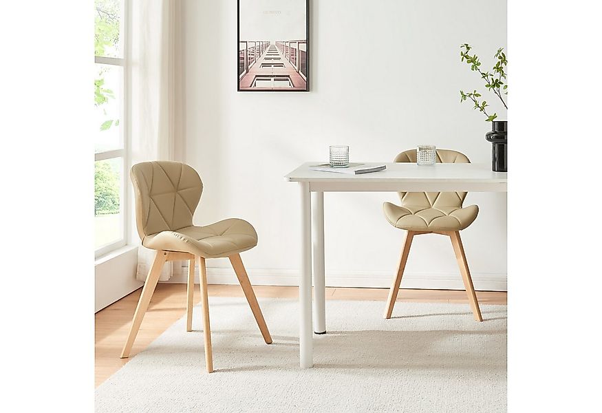 en.casa Esszimmerstuhl, »Älmhult« 6er Set Stuhl 78x47x52 cm Kunstleder Beig günstig online kaufen