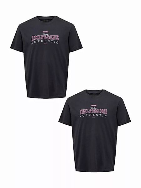 ONLY & SONS T-Shirt T-Shirt 2er-Set Rundhals Kurzarm (1-tlg) 7641 in Dunkel günstig online kaufen