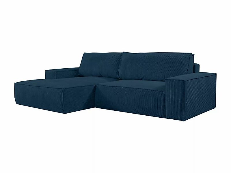 Ecksofa mit Schlaffunktion - Ecke Links - Cord - Blau - AMELIA günstig online kaufen