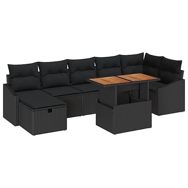 vidaXL Garten-Sofa-Set 8-Tlg Schwarz Poly Rattan 3361366 günstig online kaufen