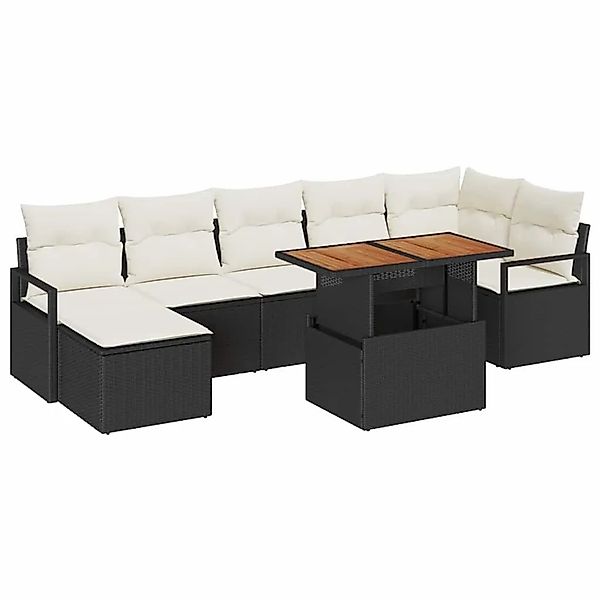 vidaXL Garten Essgruppe mit Kissen 8-Tlg Schwarz und Creme 3349739 günstig online kaufen