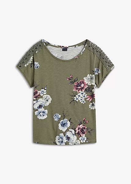 Bedrucktes Shirt mit Spitze günstig online kaufen