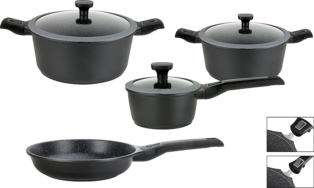 GSW Topf-Set "Easy Click" Aluminiumguss Set, Kochtopf 20/24 cm, 1 Stielkass günstig online kaufen