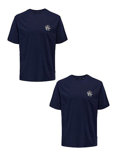 ONLY & SONS T-Shirt 2er-Set Kurzarm Rundhals Basic Baumwolle (2-tlg) ONSMAR günstig online kaufen
