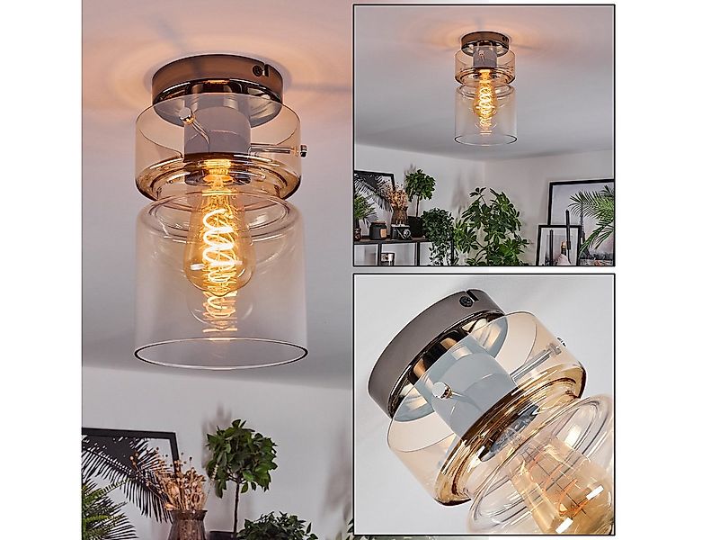 hofstein Deckenleuchte 1-flammige Deckenlampe aus Metall/Glas in Chrom/Rauc günstig online kaufen