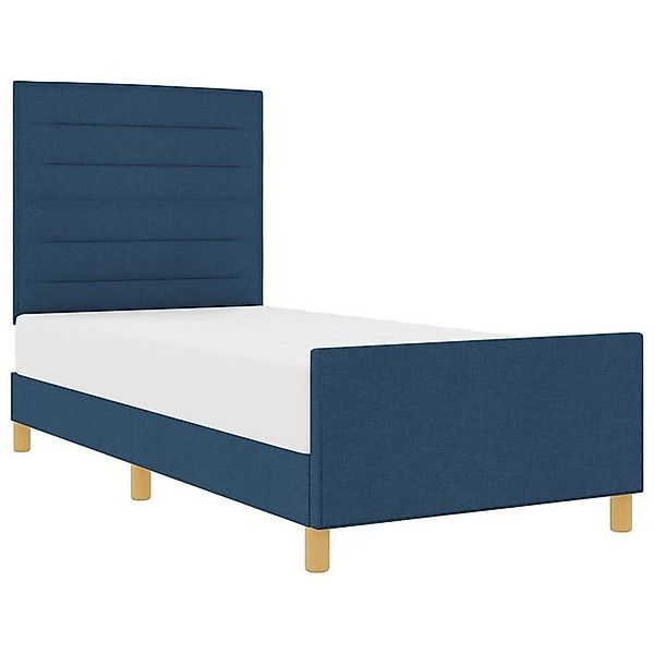 vidaXL Bett Bettgestell Blau 90x190 cm Stoff (1-tlg) günstig online kaufen