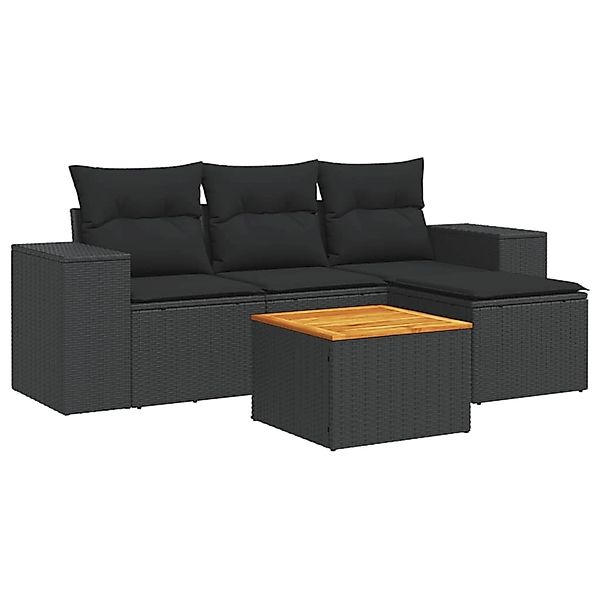 vidaXL 5-tlg Garten-Sofagarnitur mit Kissen Schwarz Poly Rattan Modell 84 günstig online kaufen