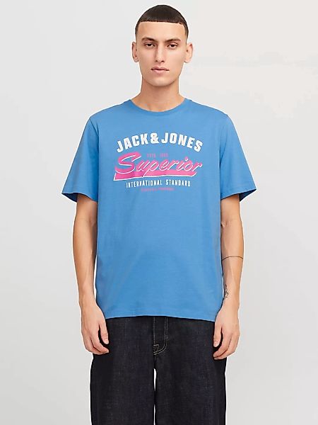 Jack & Jones Rundhalsshirt "JJELOGO TEE SS O-NECK 2 COL SS25 SN", mit Logo günstig online kaufen