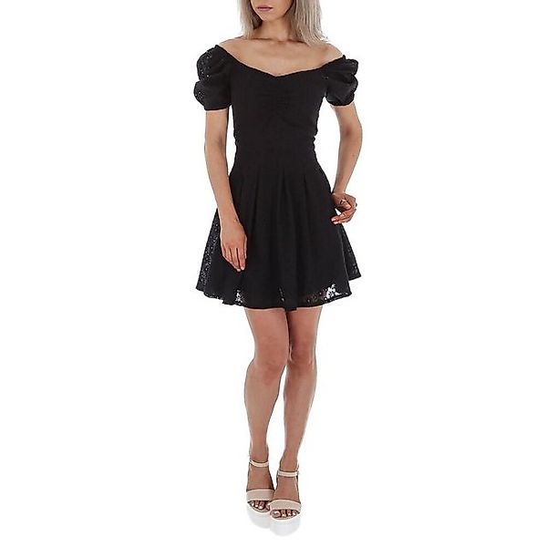 Ital-Design Sommerkleid Damen Freizeit Bestickt Geblümt Minikleid in Schwar günstig online kaufen