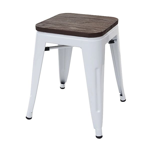 PROREGAL Hocker Inkl. Holz-Sitzfläche Metall Industriedesign Stapelbar Weiß günstig online kaufen
