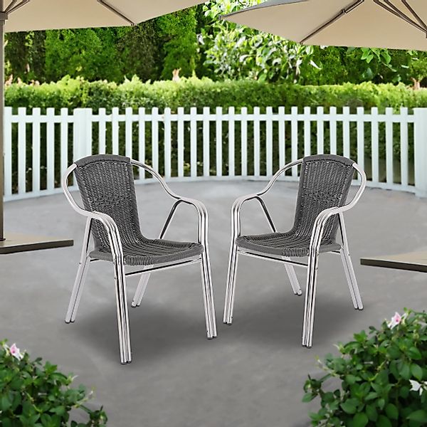 Raburg Bistrostuhl Outdoor-Stapelstuhl mit Armlehnen, Polyrattan, günstig online kaufen