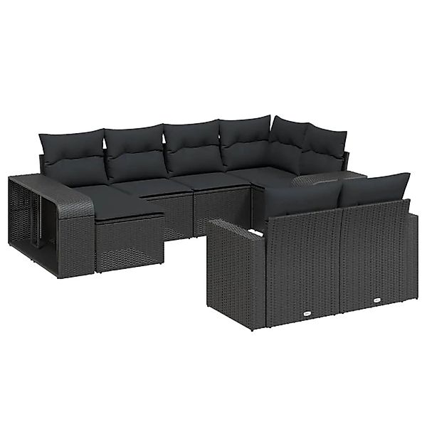 vidaXL 10-Tlg Garten-Sofagarnitur mit Kissen Schwarz Poly Rattan 3261285 günstig online kaufen