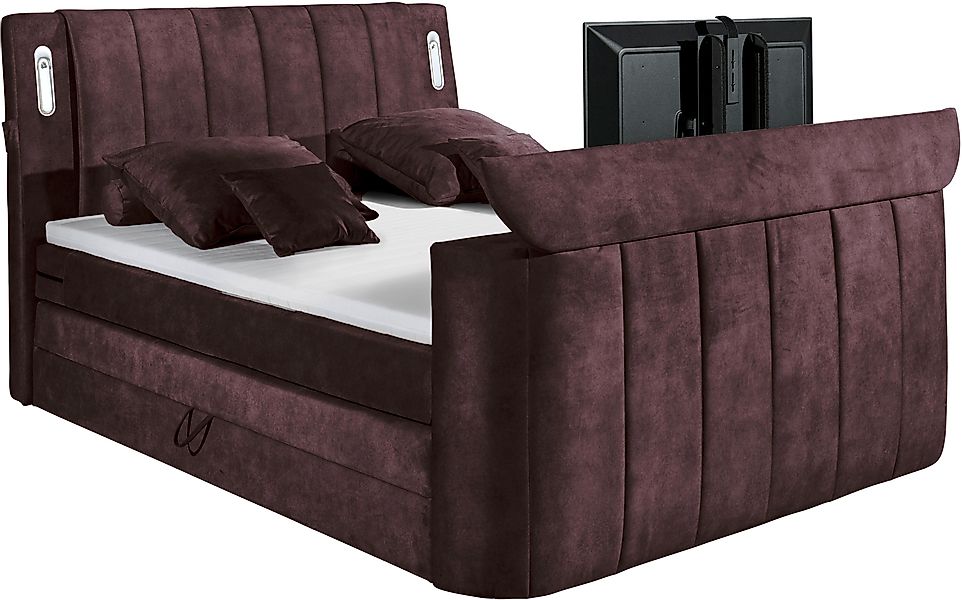 ED EXCITING DESIGN Boxspringbett »Dallas«, inkl. Topper, LED-Beleuchtung, T günstig online kaufen