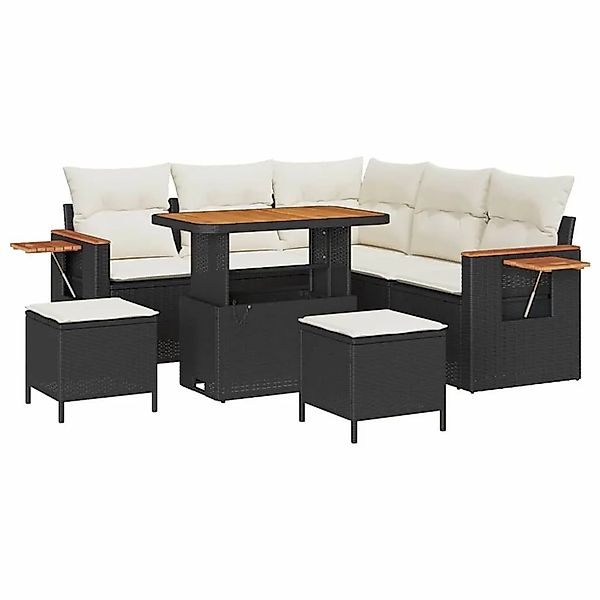 vidaXL Gartensofa-Set mit Kissen 9 Stk Schwarz und Creme Poly-Rattan 336512 günstig online kaufen