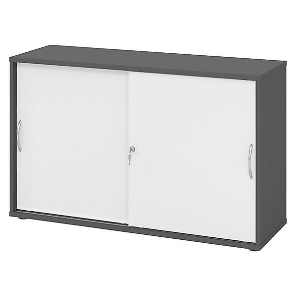bümö Aktenschrank office Schiebetürenschrank Dekor: Graphit/Weiß - Griffe: günstig online kaufen