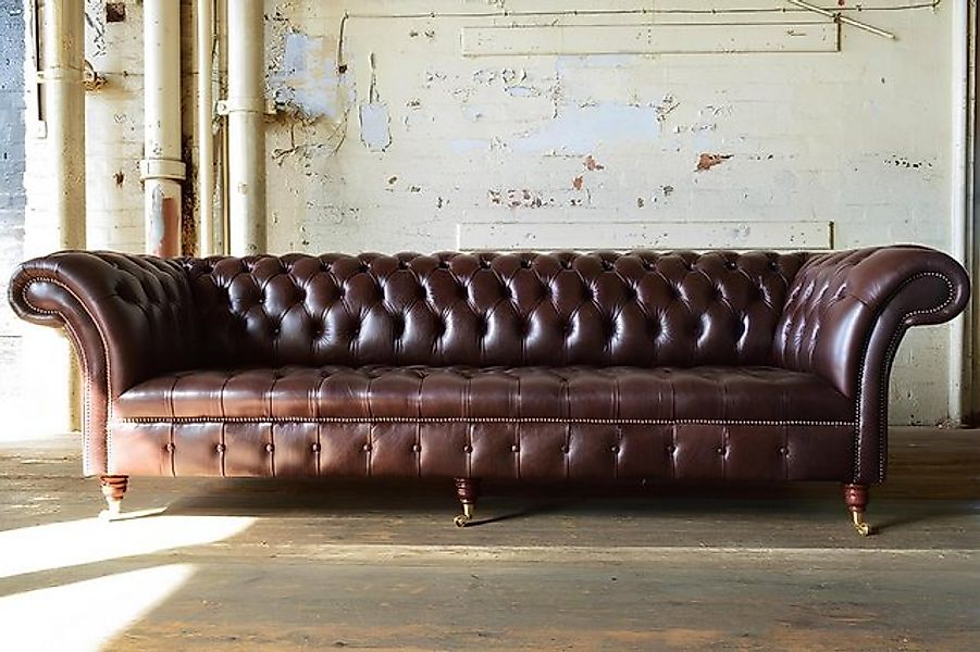 Xlmoebel Sofa Neue 4-Sitzer Polstergarnitur in Braun mit Chesterfield-Stil, günstig online kaufen