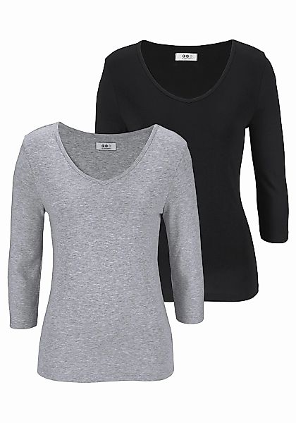 Flashlights V-Shirt Packung, 2er-Pack, 2 Stk. unifarben, V-Ausschnitt, Basi günstig online kaufen