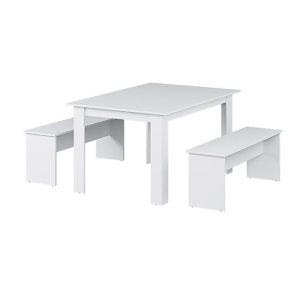 Vicco Essgruppe Sentio, Weiß, 137.6 x 92.8 cm mit 2 Bänken, (Set, 3-tlg., 3 günstig online kaufen