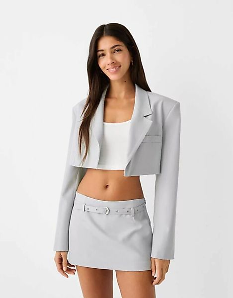 Bershka Cropped-Blazer Damen Xs Grau günstig online kaufen