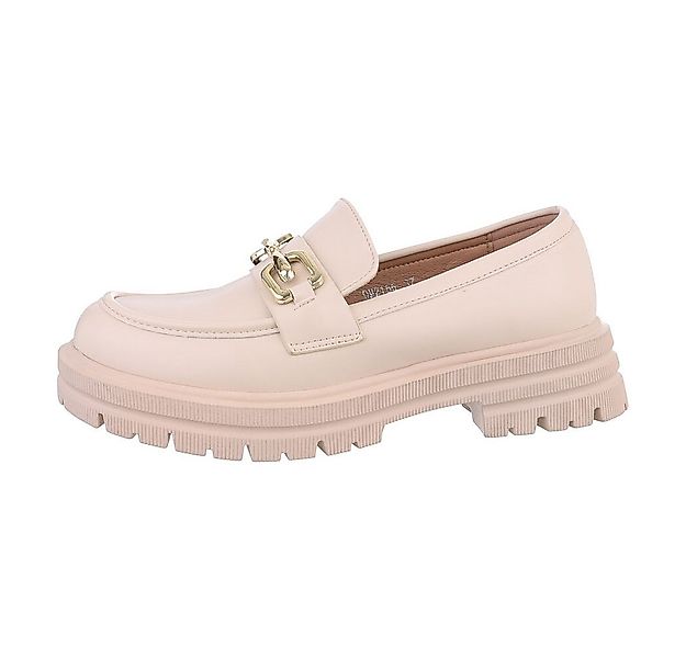 Ital-Design Damen Mokassins Freizeit Slipper (86016600) Blockabsatz Mokassi günstig online kaufen