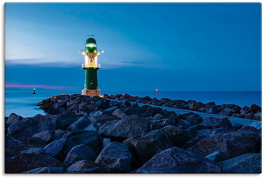 Artland Leinwandbild "Mole bei Nacht in Warnemünde", Küste, (1 St.), auf Ke günstig online kaufen