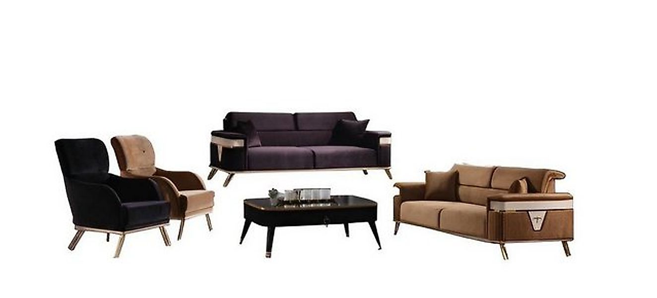 Xlmoebel Sofa Wohnzimmer-Ensemble mit lila-brauner Sofagarnitur, bestehend günstig online kaufen