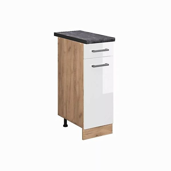 Vicco Unterschrank R-Line, Weiß Hochglanz/Goldkraft Eiche, 30 cm, AP Anthra günstig online kaufen