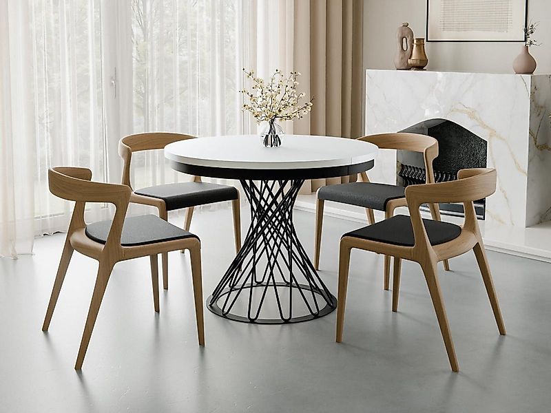 Compleo Esstisch Küchentisch, Runder Esszimmertisch 100-140, Metallbeine LU günstig online kaufen