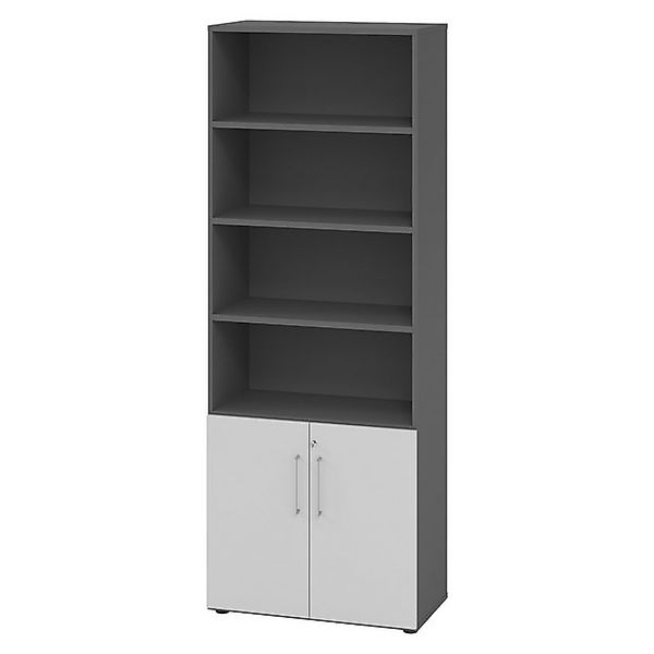 bümö Aktenschrank smart Kombischrank - 2 plus 4 Ordnerhöhen Dekor: Graphit/ günstig online kaufen