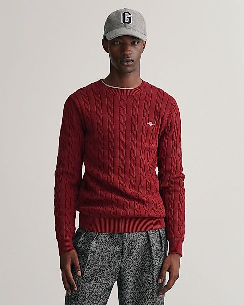 Gant Strickpullover "COTTON CABLE C-NECK", mit Wappen-Logostickerei auf der günstig online kaufen